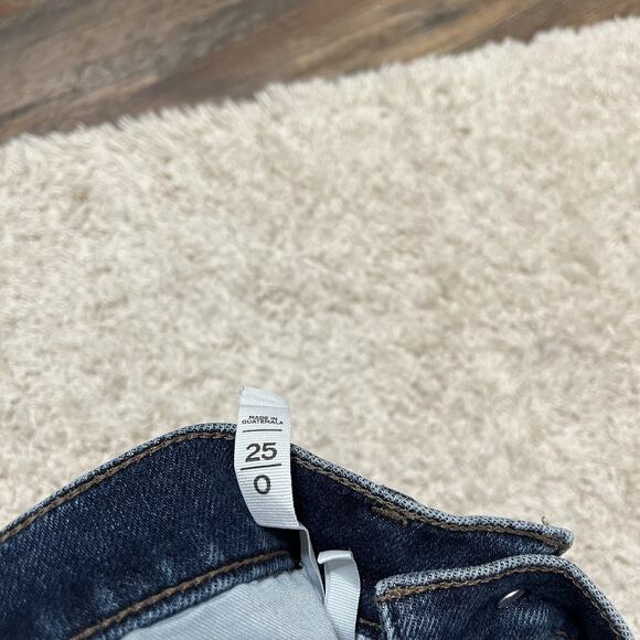 LOFT Size 0 Dark Wash Whiskered High Waisted Skinny Jeans - Picture 6 of 8